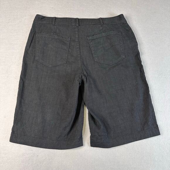 NYDJ Shorts Black Womens 10 Linen LiftXTuck Technology High-Rise Bermuda Casual - Picture 3 of 7